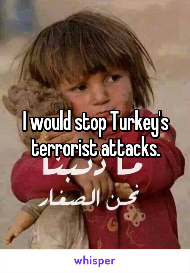 I would stop Turkey's terrorist attacks.