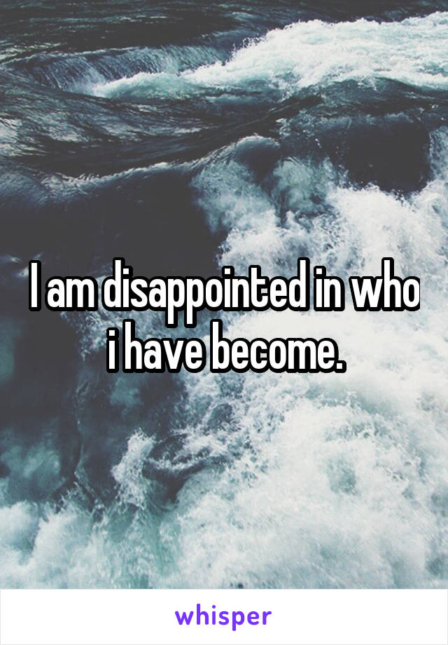 I am disappointed in who i have become.