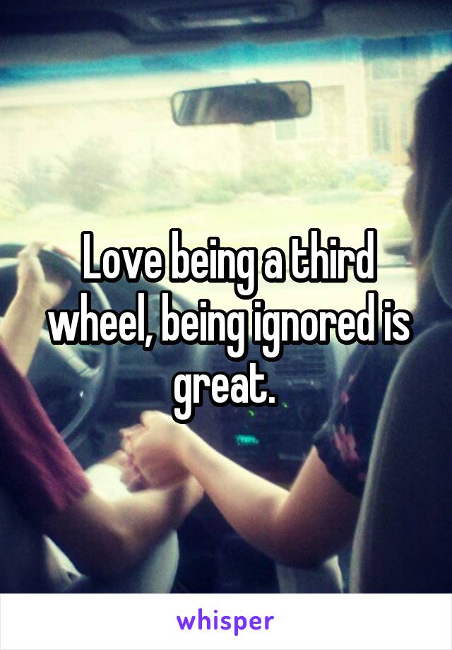 Love being a third wheel, being ignored is great. 