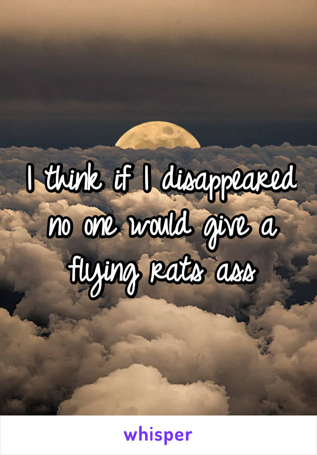 I think if I disappeared no one would give a flying rats ass