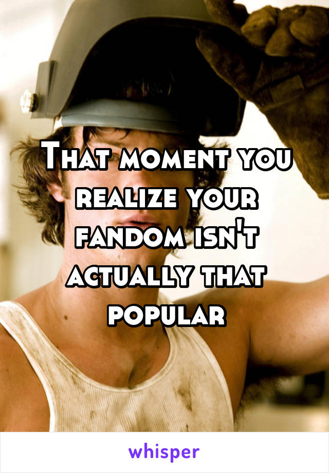 That moment you realize your fandom isn't actually that popular