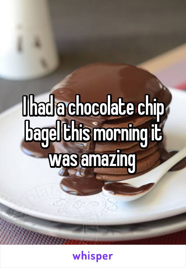 I had a chocolate chip bagel this morning it was amazing 