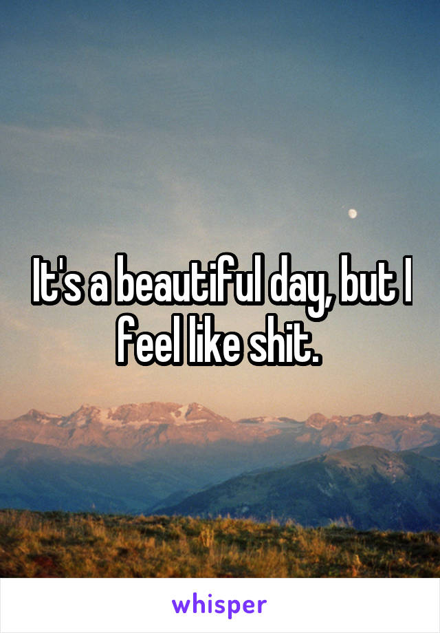 It's a beautiful day, but I feel like shit. 