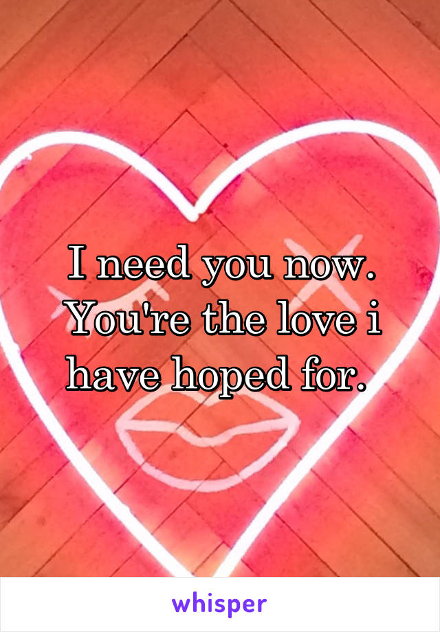 I need you now. You're the love i have hoped for. 