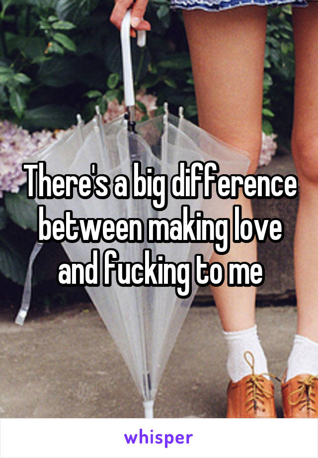 There's a big difference between making love and fucking to me