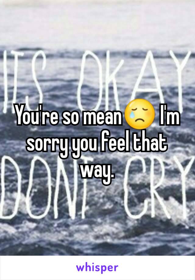 You're so mean😢 I'm sorry you feel that way.