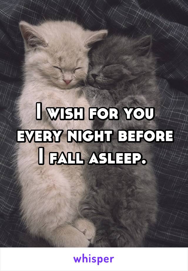 I wish for you every night before I fall asleep. 