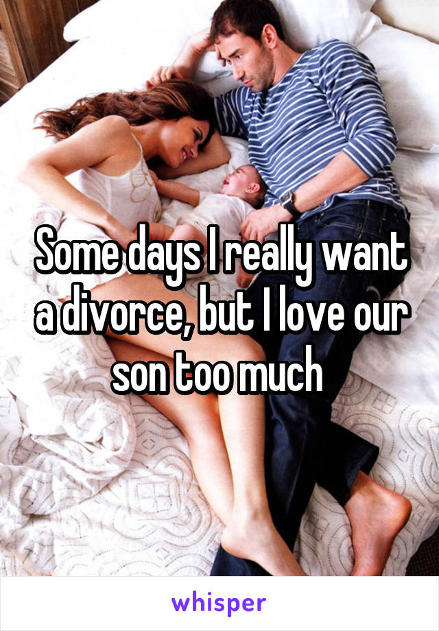 Some days I really want a divorce, but I love our son too much 