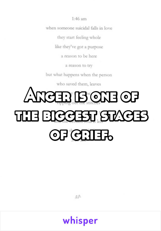 Anger is one of the biggest stages of grief.