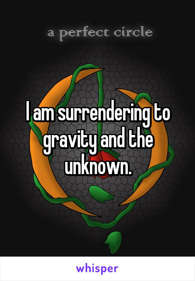 I am surrendering to gravity and the unknown.