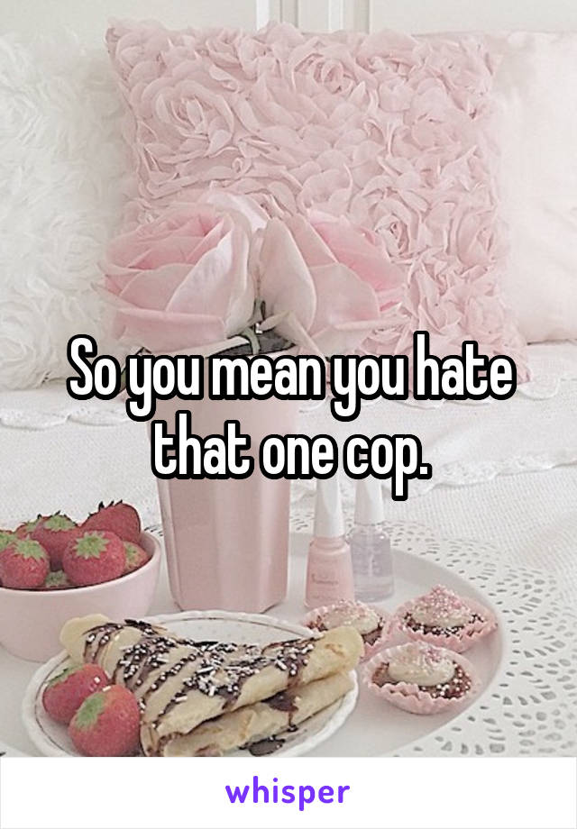 So you mean you hate that one cop.