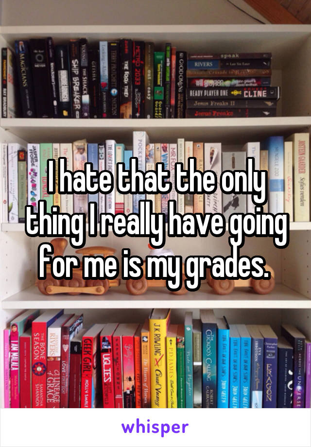 I hate that the only thing I really have going for me is my grades. 