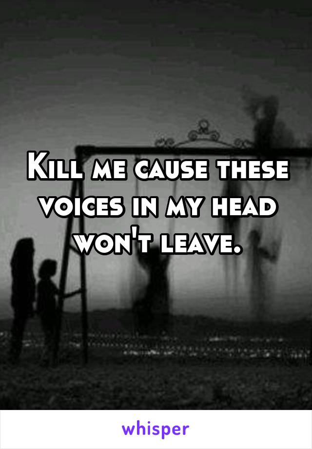 Kill me cause these voices in my head won't leave.
