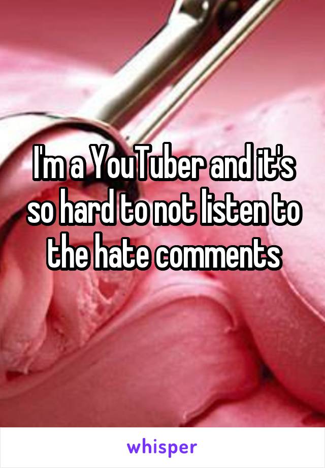 I'm a YouTuber and it's so hard to not listen to the hate comments
