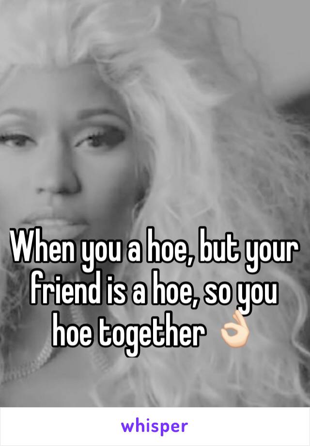 When you a hoe, but your friend is a hoe, so you hoe together 👌🏻