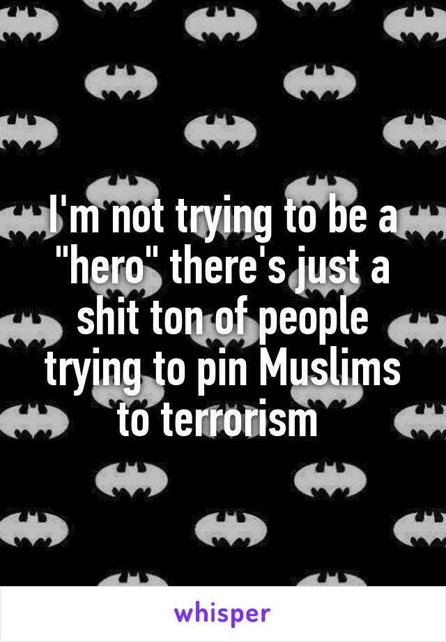 I'm not trying to be a "hero" there's just a shit ton of people trying to pin Muslims to terrorism 