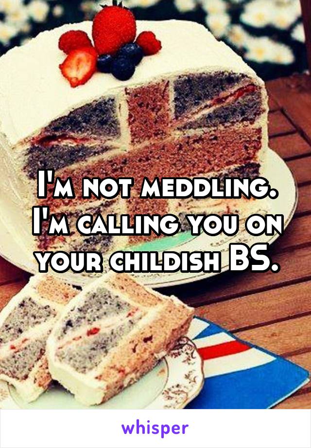 I'm not meddling. I'm calling you on your childish BS.