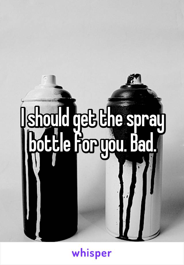 I should get the spray bottle for you. Bad.