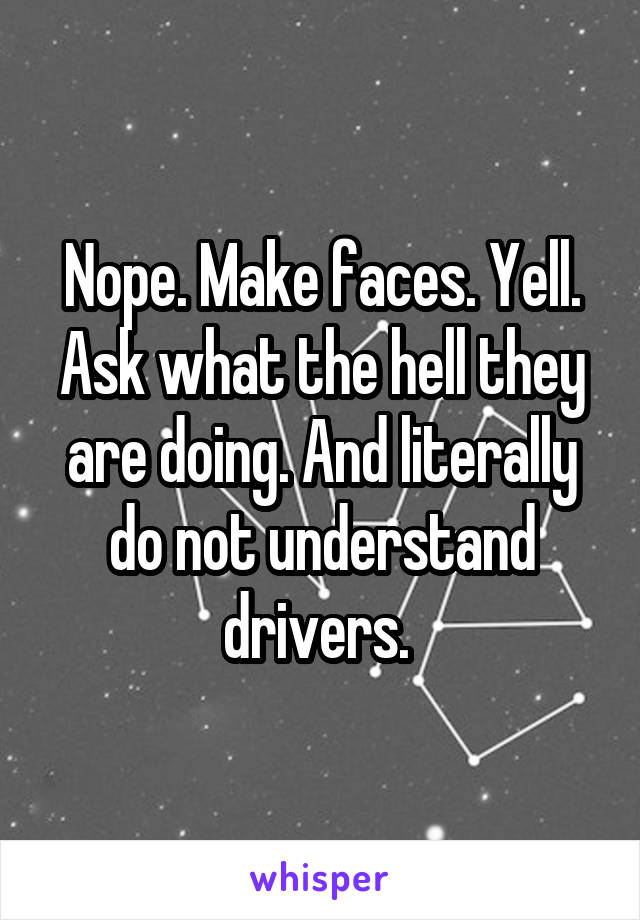 Nope. Make faces. Yell. Ask what the hell they are doing. And literally do not understand drivers. 