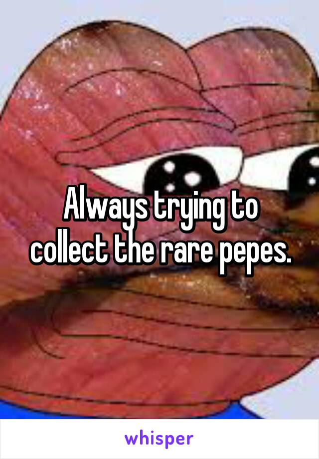 Always trying to collect the rare pepes.