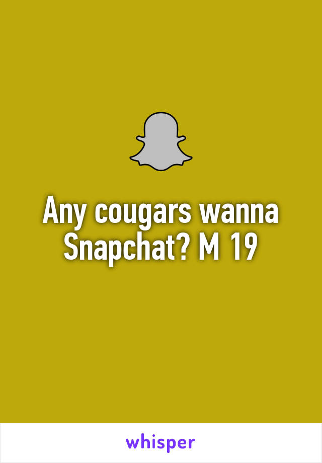 Any cougars wanna Snapchat? M 19