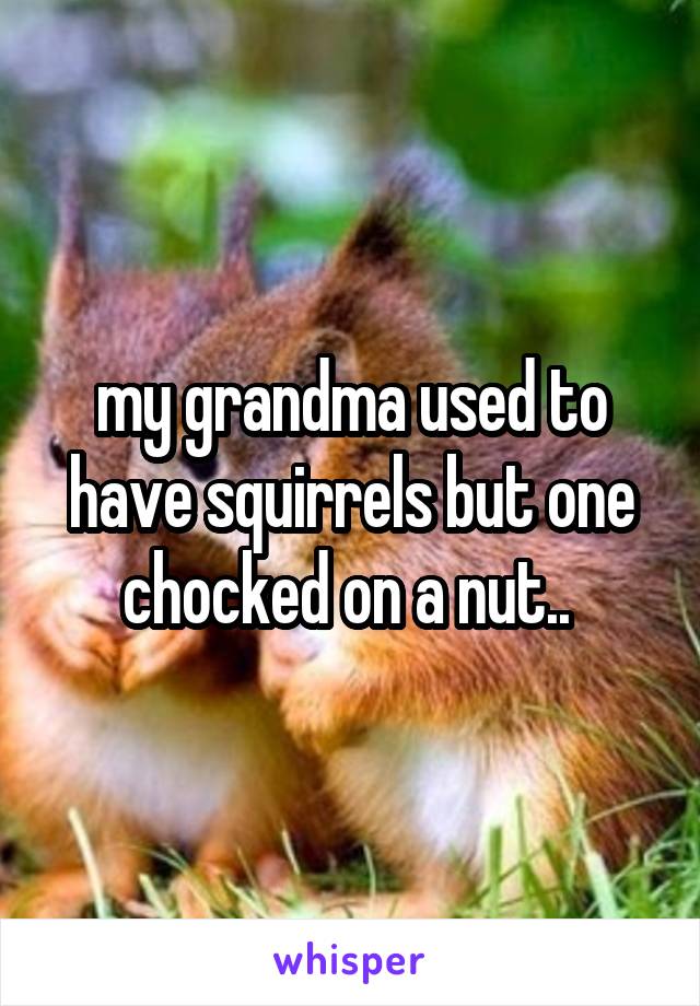 my grandma used to have squirrels but one chocked on a nut.. 