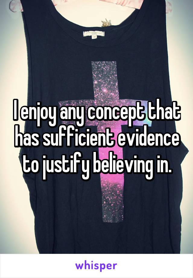 I enjoy any concept that has sufficient evidence to justify believing in.