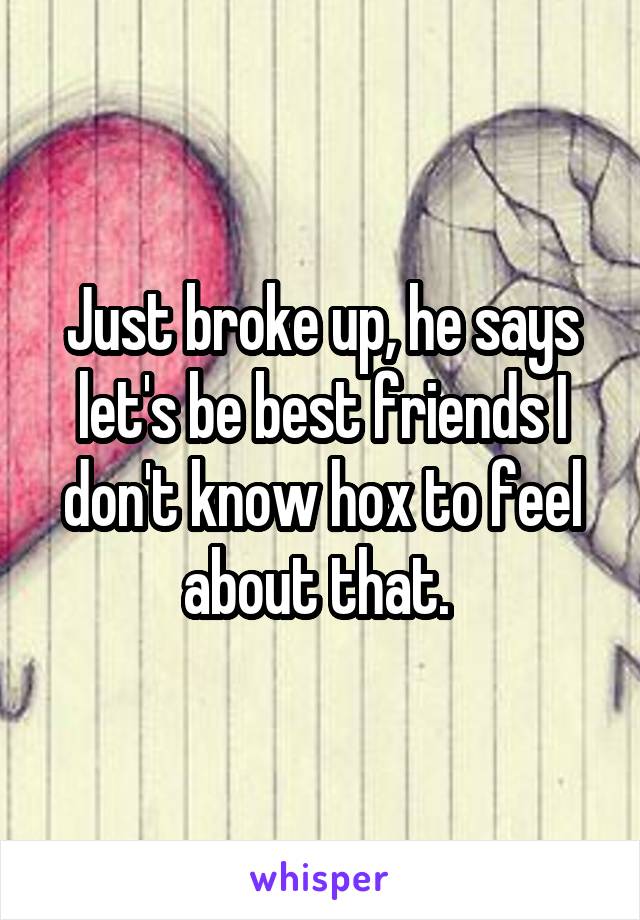 Just broke up, he says let's be best friends I don't know hox to feel about that. 