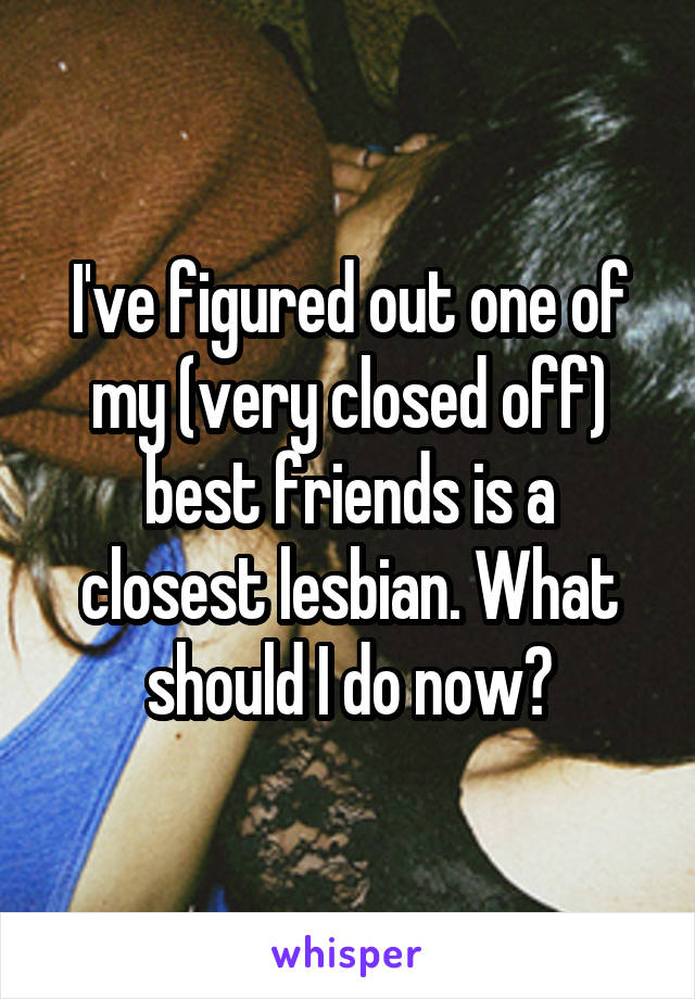 I've figured out one of my (very closed off) best friends is a closest lesbian. What should I do now?