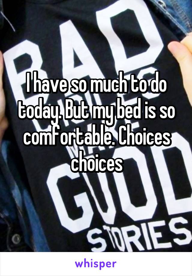 I have so much to do today. But my bed is so comfortable. Choices choices
