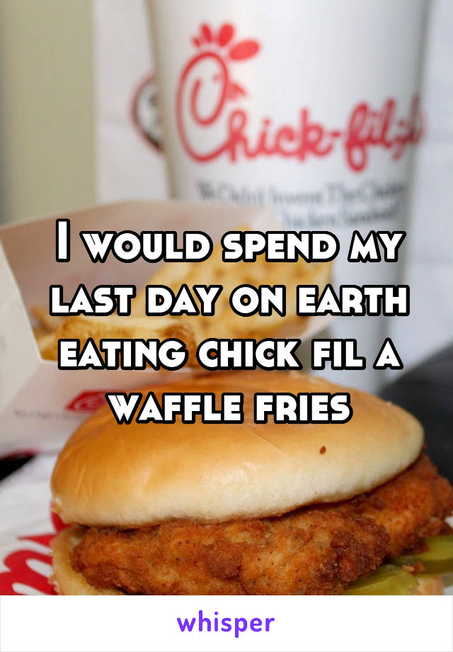 I would spend my last day on earth eating chick fil a waffle fries