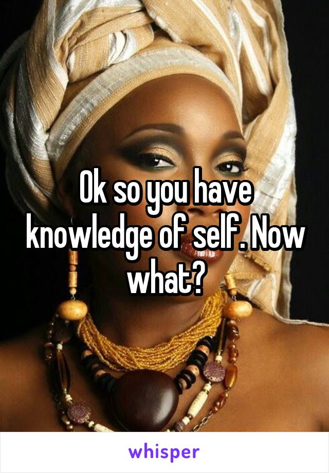 Ok so you have knowledge of self. Now what?