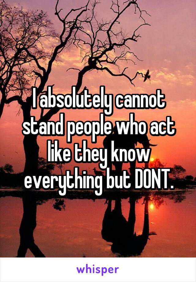 I absolutely cannot stand people who act like they know everything but DONT.