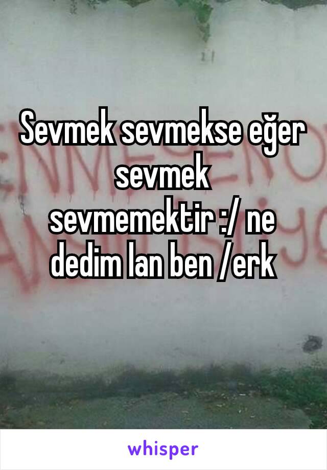 Sevmek sevmekse eğer sevmek sevmemektir :/ ne dedim lan ben /erk