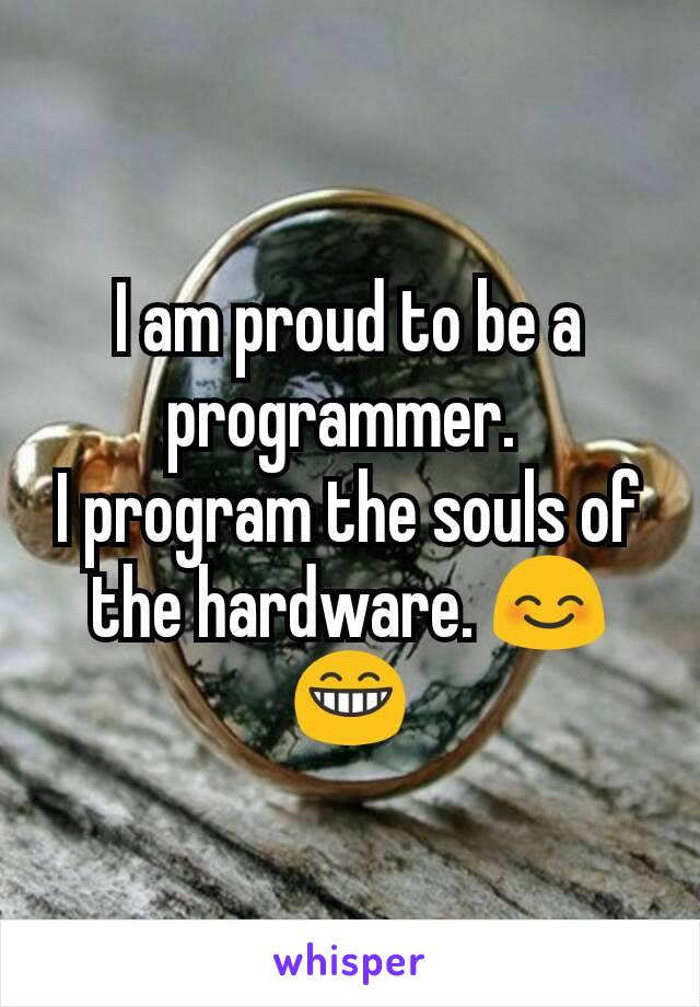 I am proud to be a programmer. 
I program the souls of the hardware. 😊😁