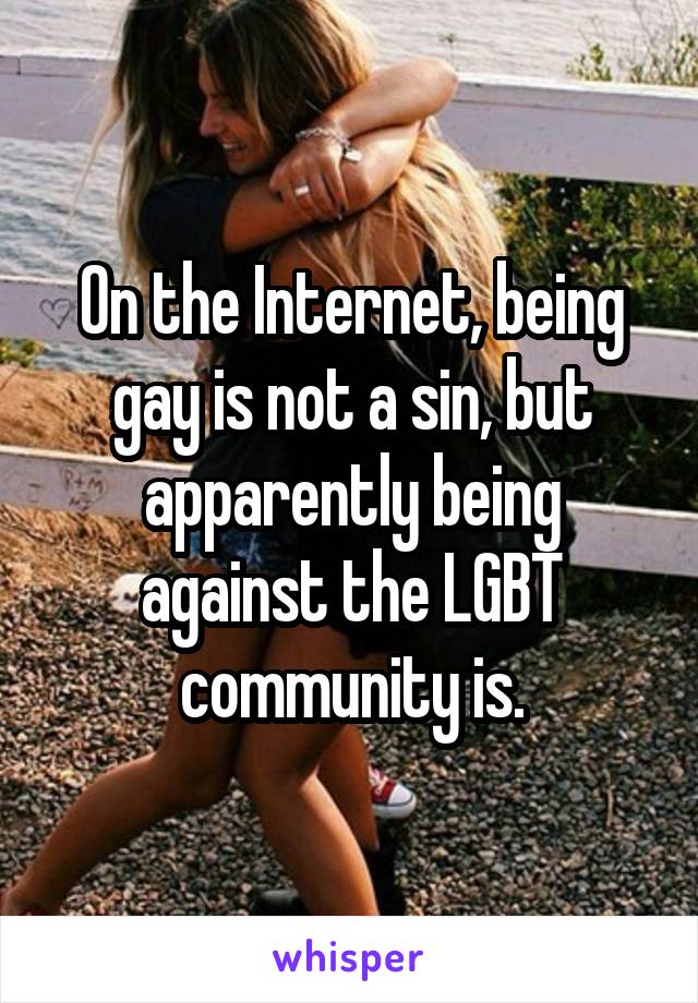 On the Internet, being gay is not a sin, but apparently being against the LGBT community is.