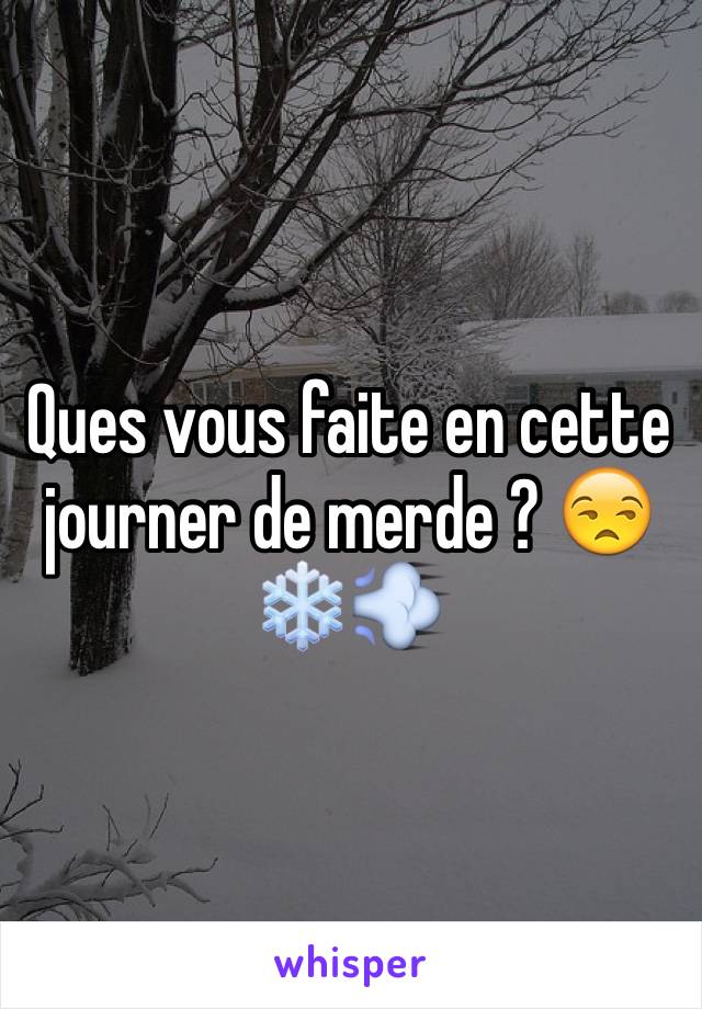 Ques vous faite en cette journer de merde ? 😒❄️💨