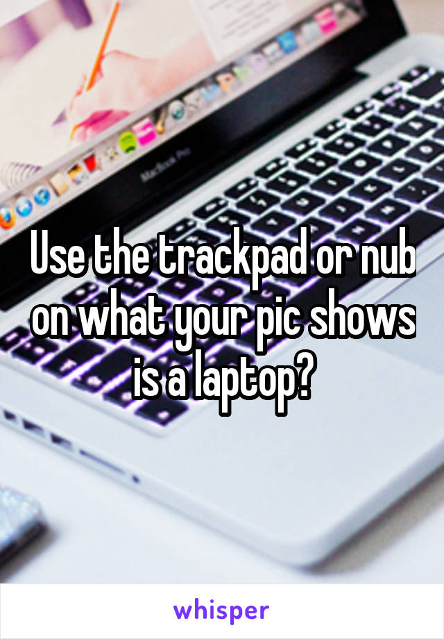 Use the trackpad or nub on what your pic shows is a laptop?