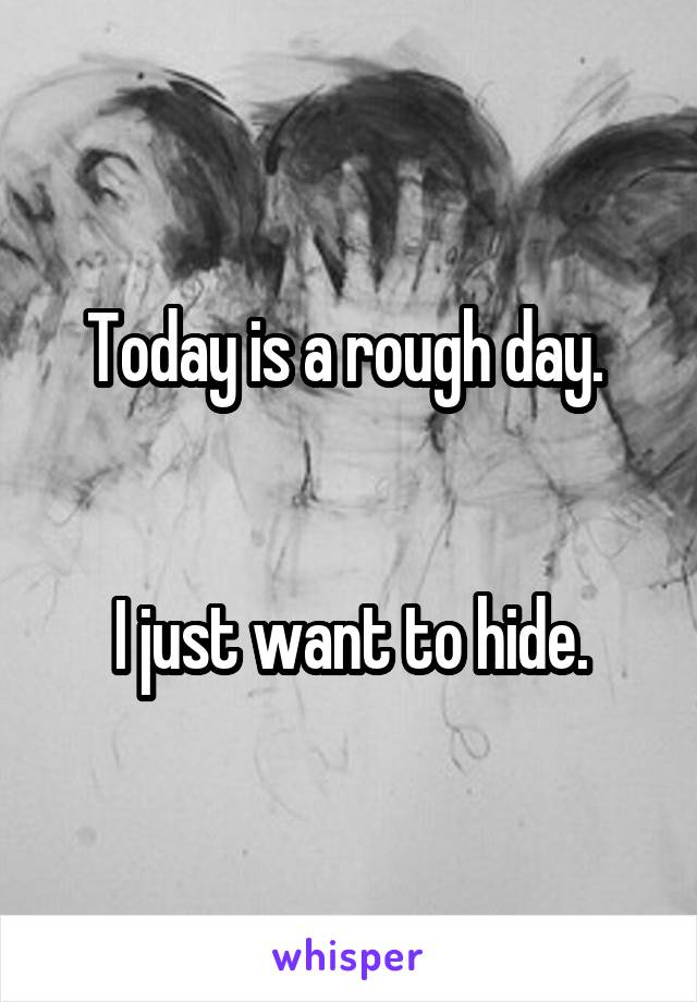 Today is a rough day. 


I just want to hide.