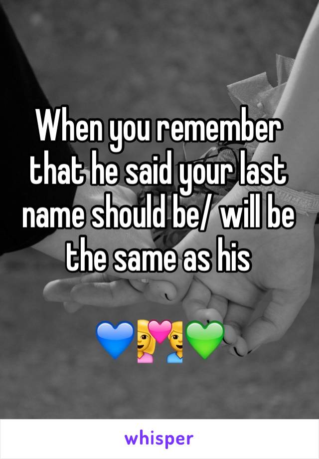 When you remember that he said your last name should be/ will be the same as his

💙💑💚