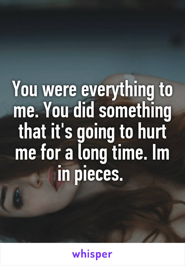 You were everything to me. You did something that it's going to hurt me for a long time. Im in pieces. 