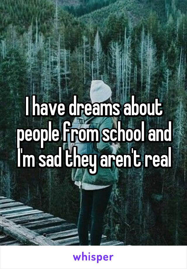 I have dreams about people from school and I'm sad they aren't real