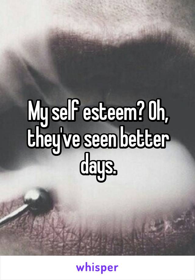 My self esteem? Oh, they've seen better days.