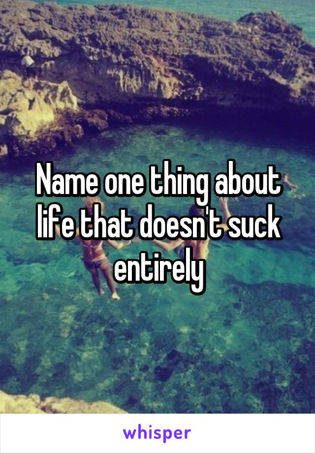 Name one thing about life that doesn't suck entirely