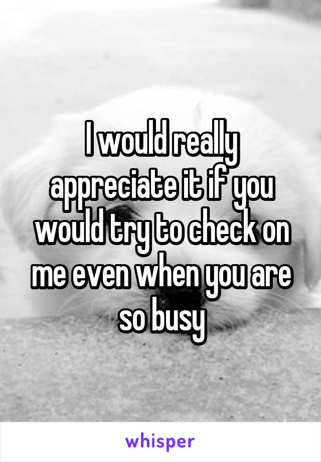 I would really appreciate it if you would try to check on me even when you are so busy