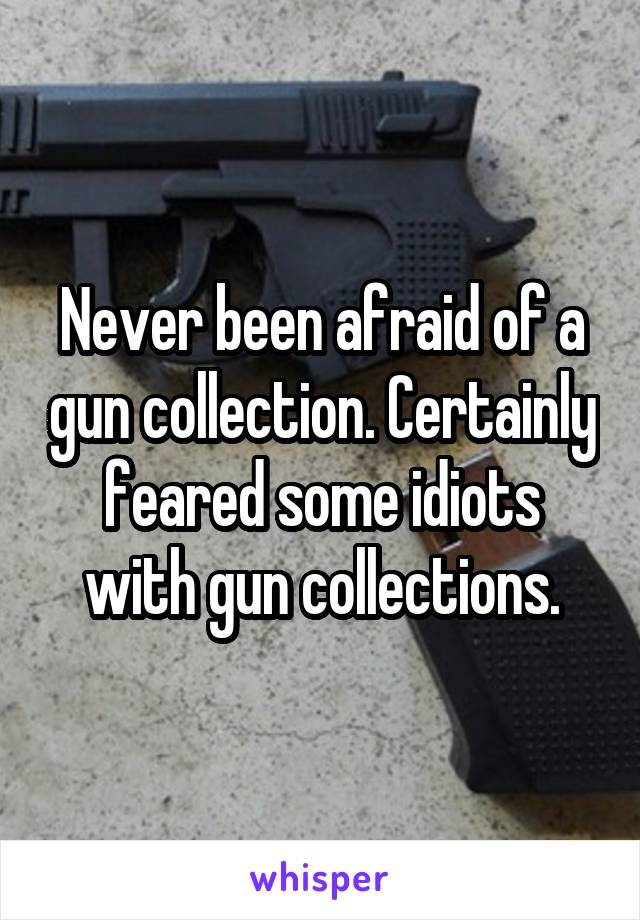 Never been afraid of a gun collection. Certainly feared some idiots with gun collections.