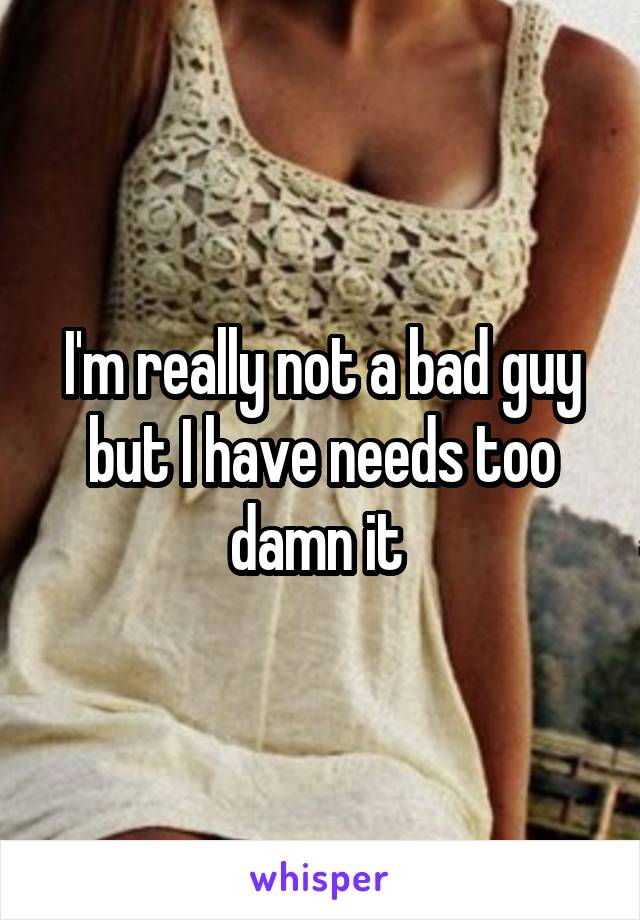 I'm really not a bad guy but I have needs too damn it 