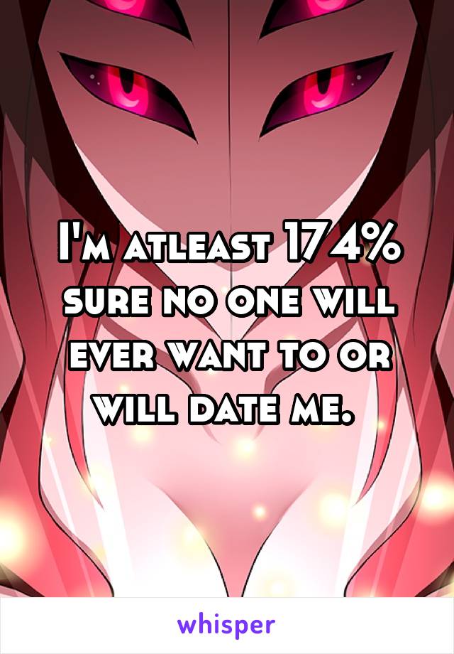 I'm atleast 174% sure no one will ever want to or will date me. 