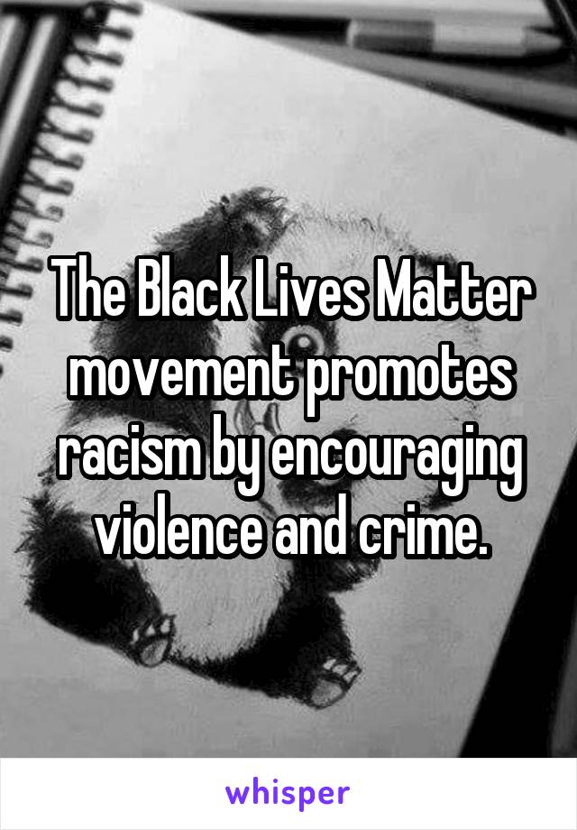 The Black Lives Matter movement promotes racism by encouraging violence and crime.