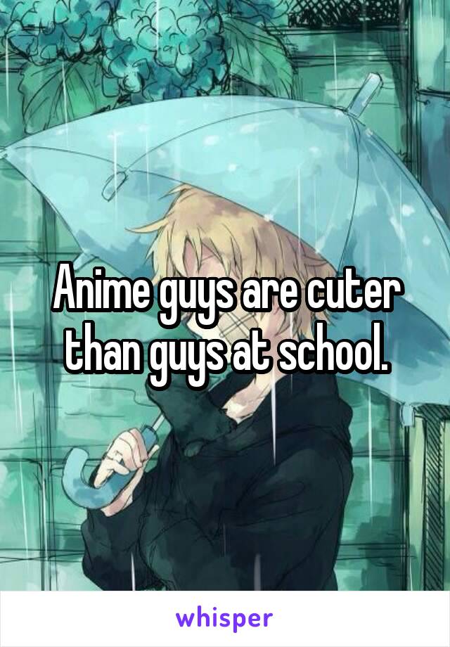 Anime guys are cuter than guys at school.